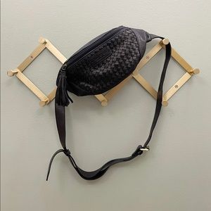 Nena & Co Black Morocco Woven Leather Fanny Pack